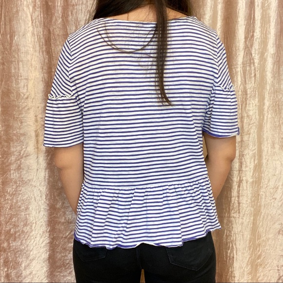 Anthro Postmark Ruffled Striped Tee - Picture 3 of 6